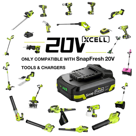 SnapFresh BBT-DC20A offers 10–30 minutes runtime depending on tool.