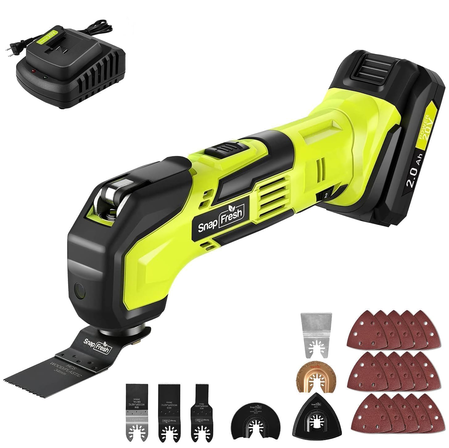 SnapFresh oscillating cordless tool for precise cuts and smooth sanding.