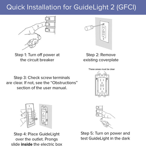 Dusk-to-dawn sensor activates GuideLight when the room is dark.