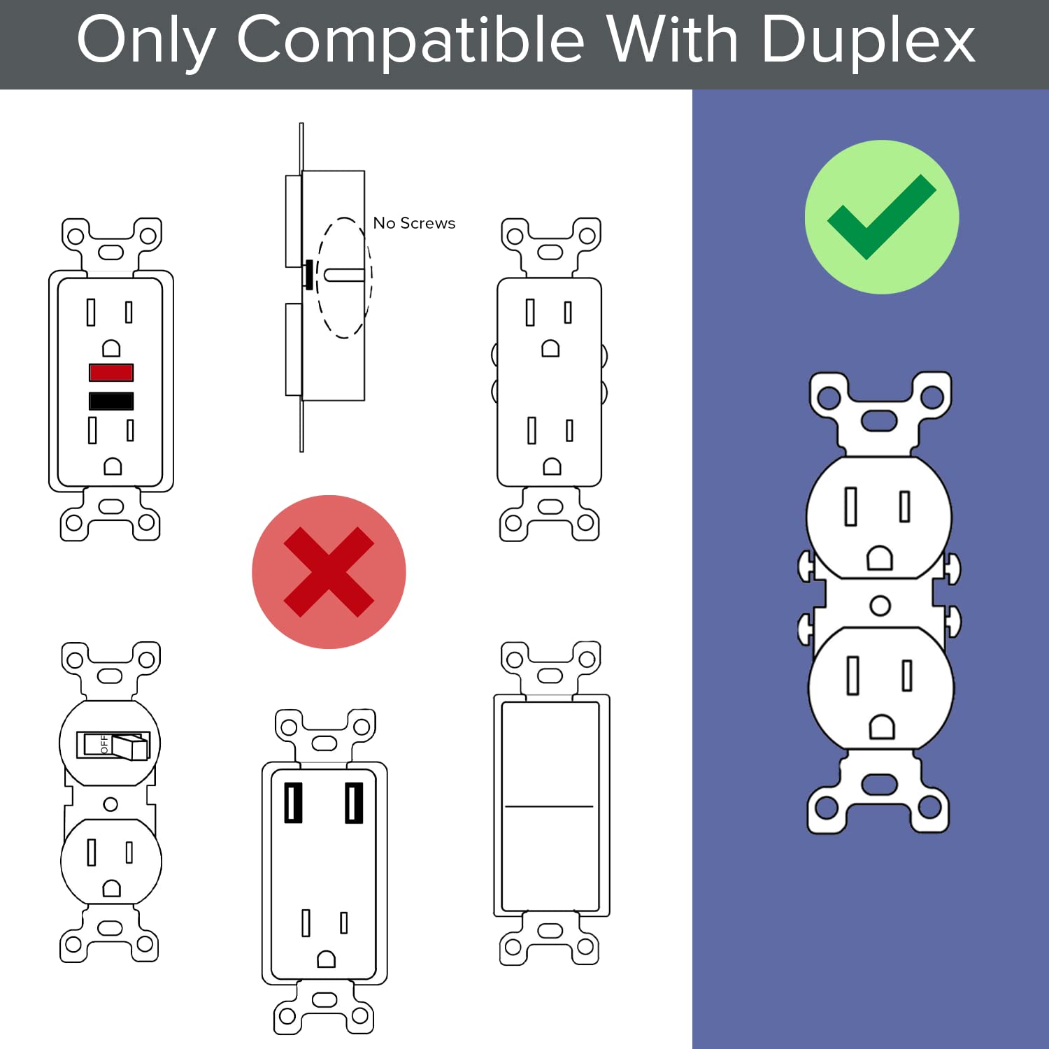 SnapPower GuideLight white wall plate blends with most outlets.