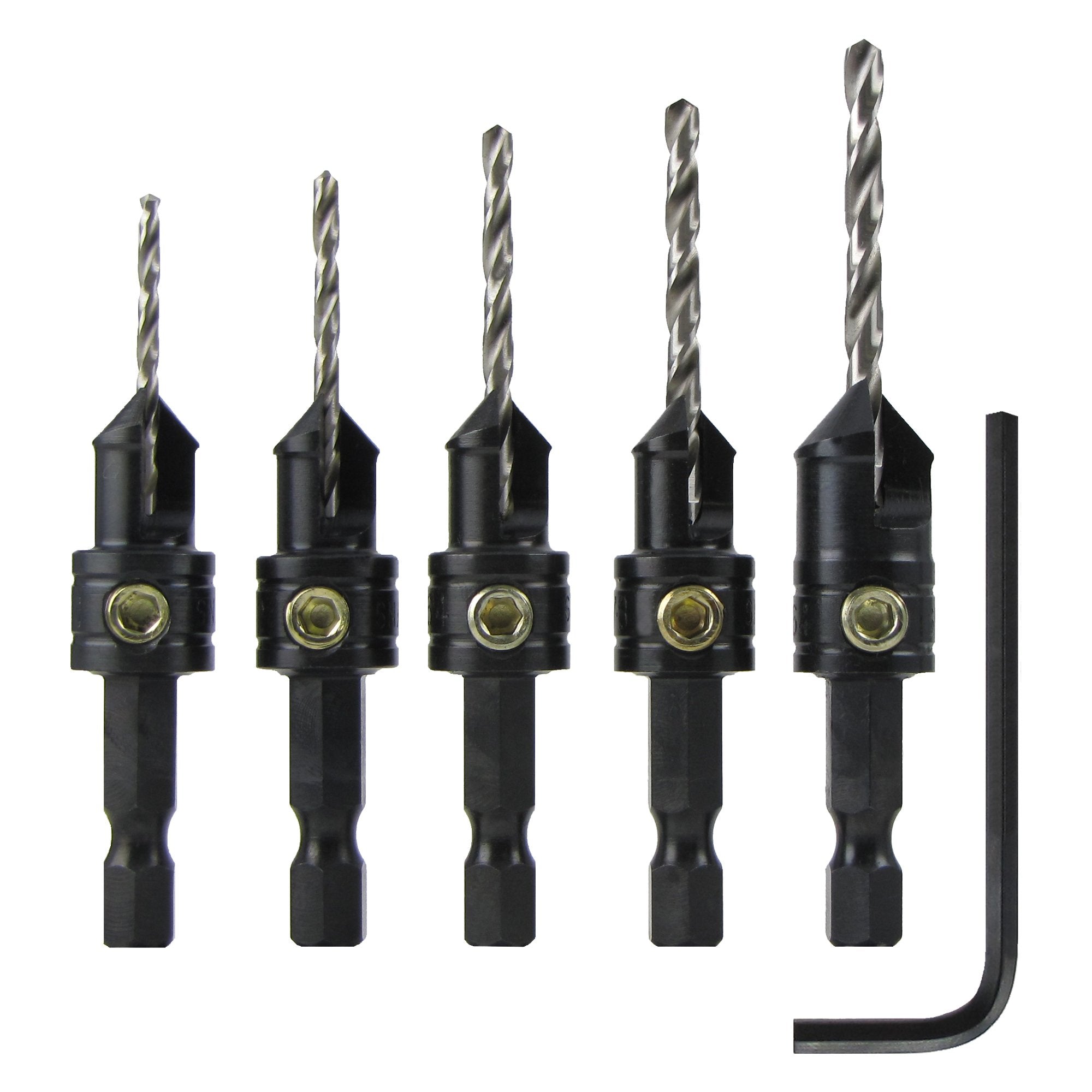 Make it Snappy 5pc gold countersinks set for precise woodworking finishes.