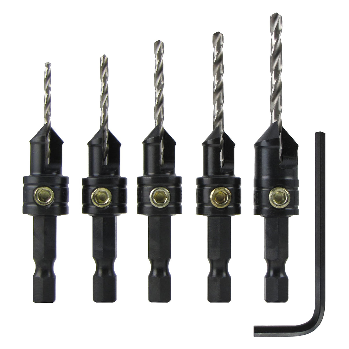 Make it Snappy 5pc gold countersinks set for precise woodworking finishes.