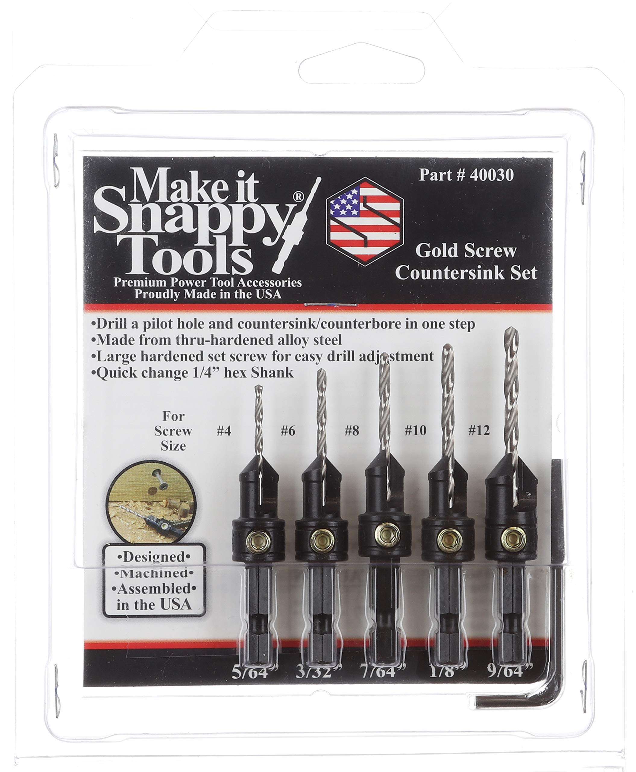 Make it Snappy quick-change hex key and drive shank for fast bit changes.