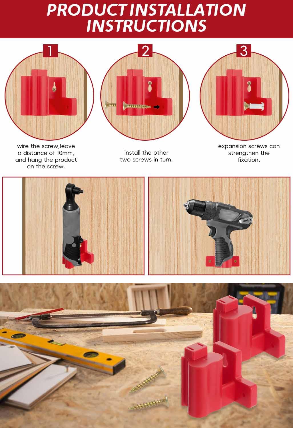 SNESAW tool mount keeps saw within reach on the wall.
