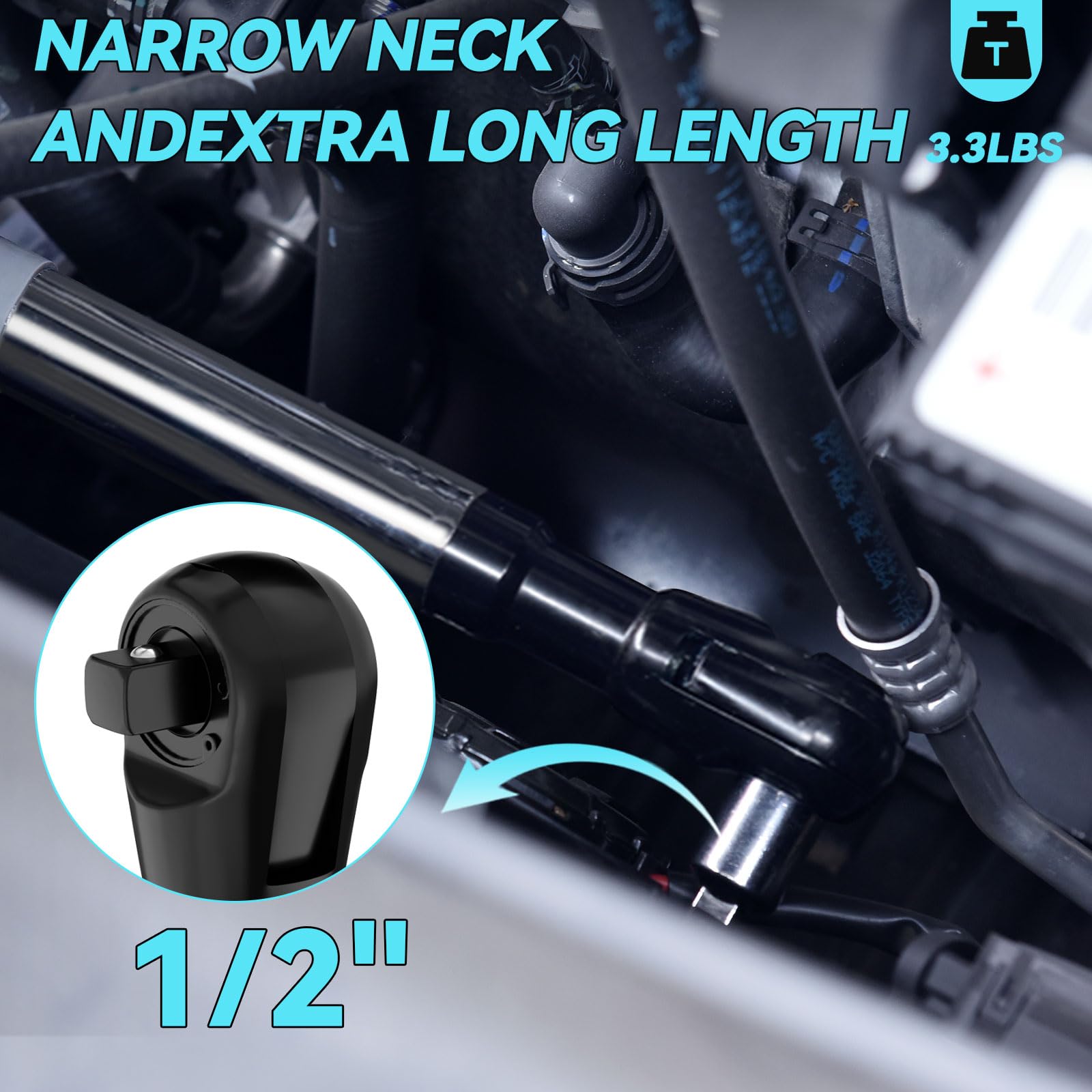 SNEZHANA offset extension wrench in right-angle setup with adapters