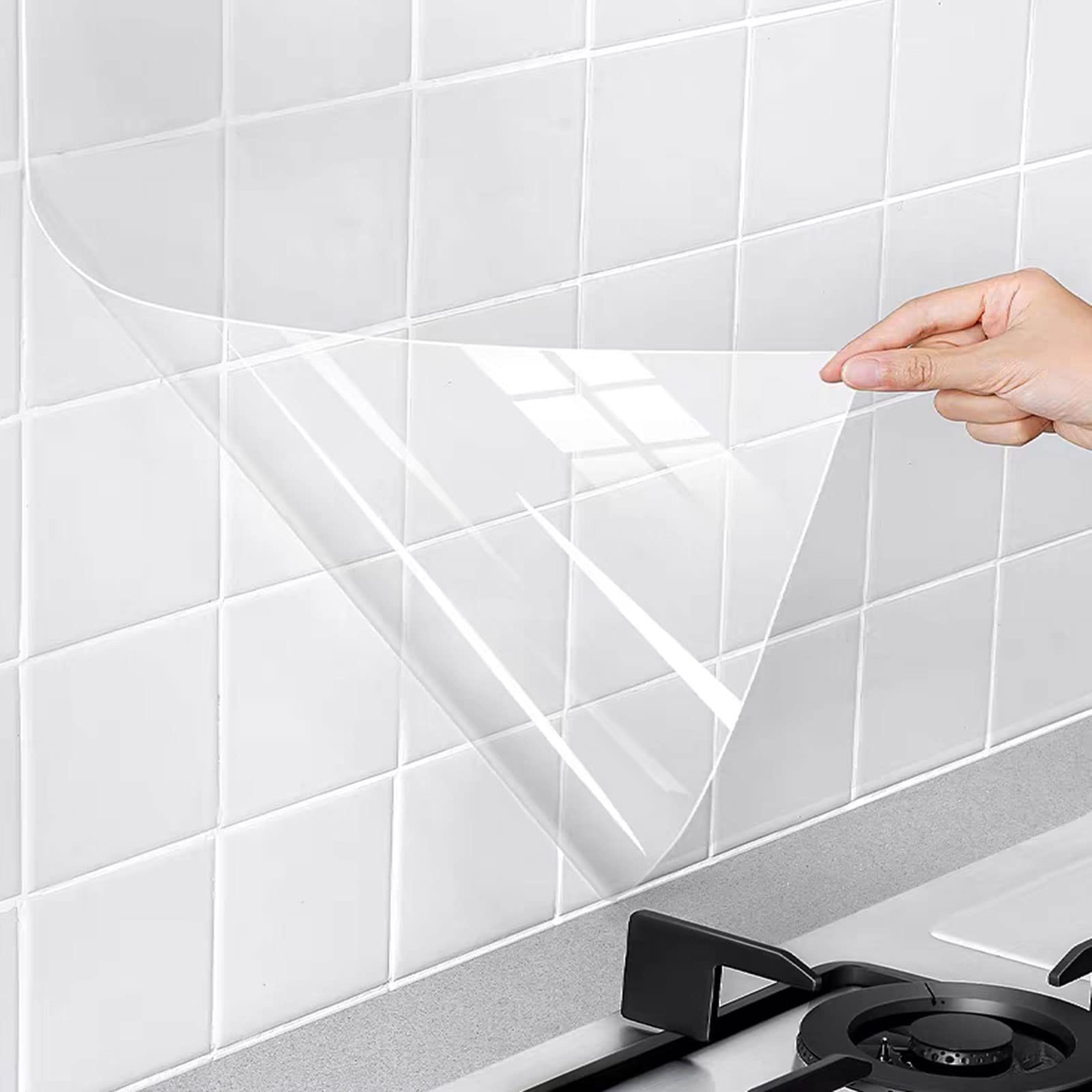 Snkxu clear contact paper roll on backsplash provides durable protection.