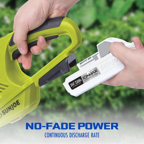 Snow Joe cordless design enables quick tool swaps for versatile projects.