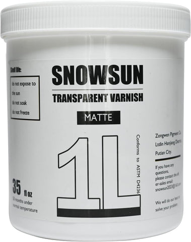 SNOWSUN Matte Varnish 1L bottle provides non-yellowing protection for acrylic artworks