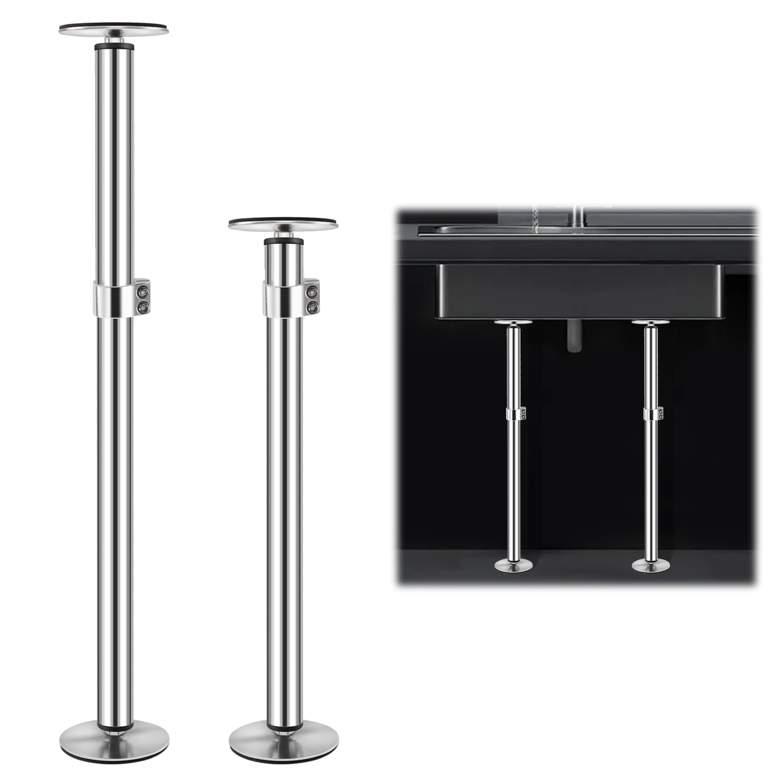 Snowtaros undermount sink brackets in stainless steel provide sturdy support for a secure sink.