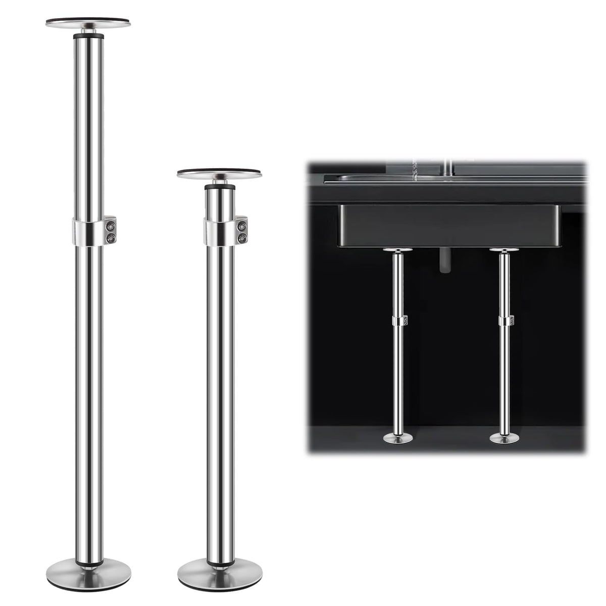 Snowtaros undermount sink brackets in stainless steel provide sturdy support for a secure sink.