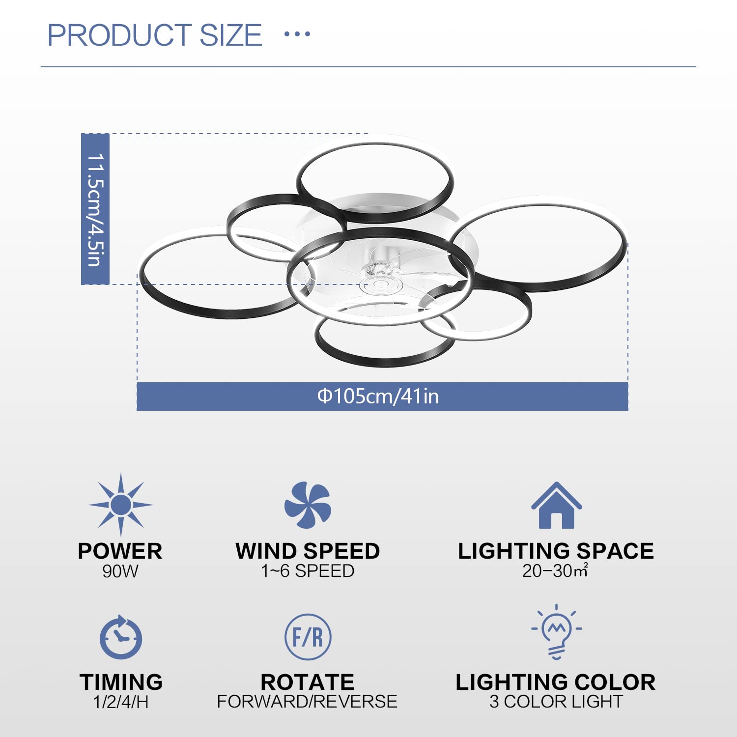 SNOWUNDER remote control wind speeds for easy comfort.