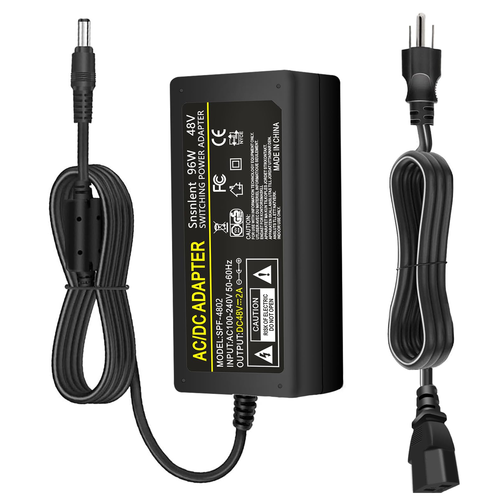 Snsnlent 48V 2A adapter front view for CCTV and PoE devices
