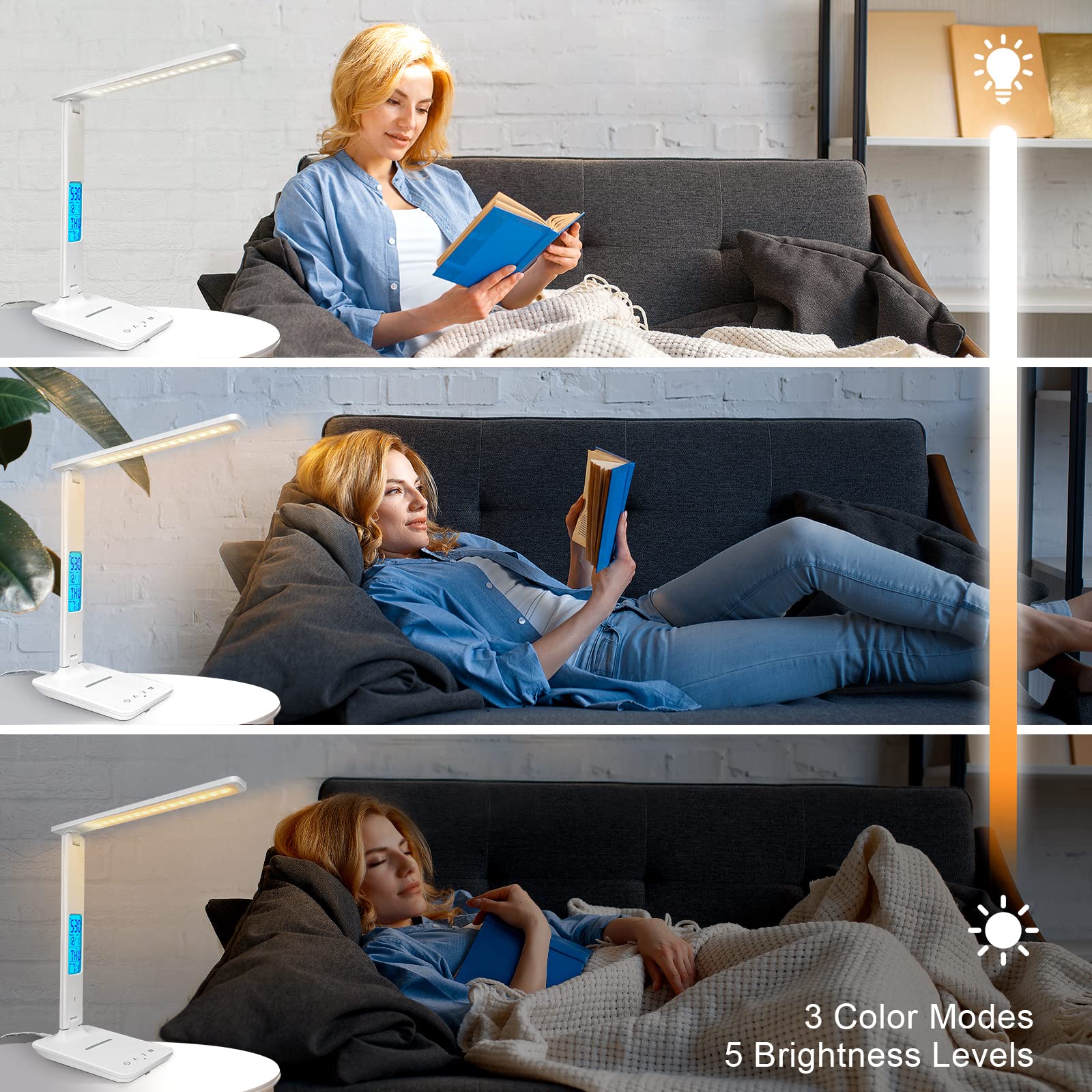 snsok desk lamp dimmable light adapts to tasks and mood