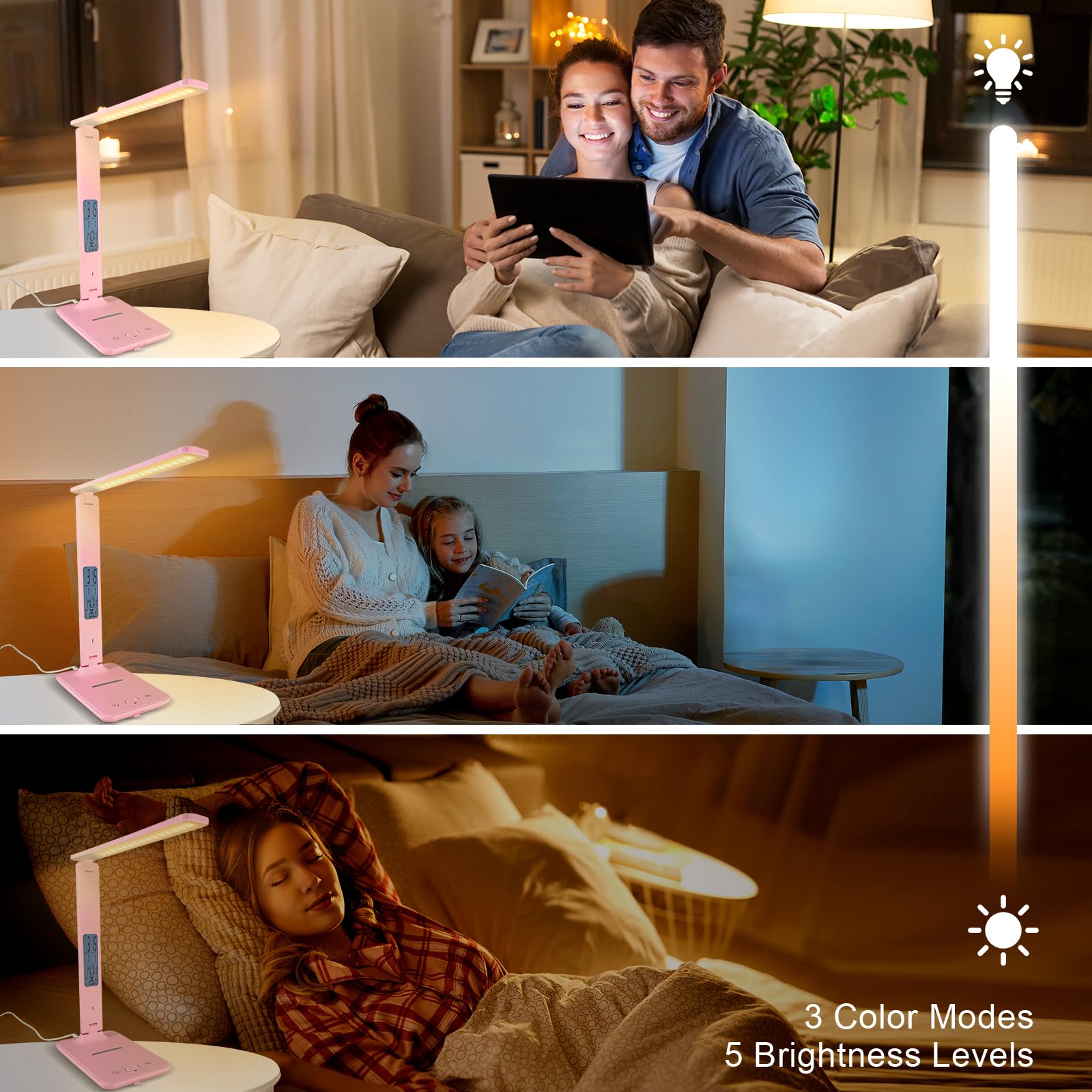 snsok pink foldable lamp saves space for study and work