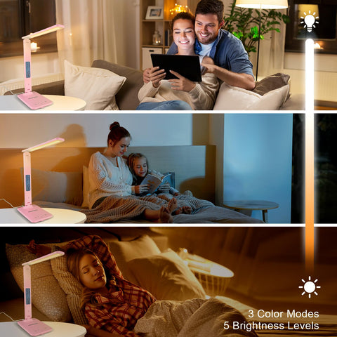 snsok pink foldable lamp saves space for study and work