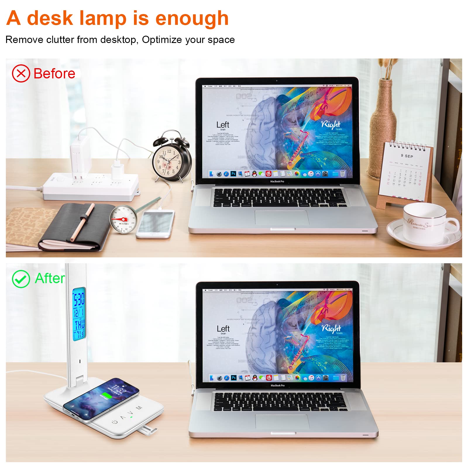 snsok desk lamp USB port keeps your devices charged at the workspace