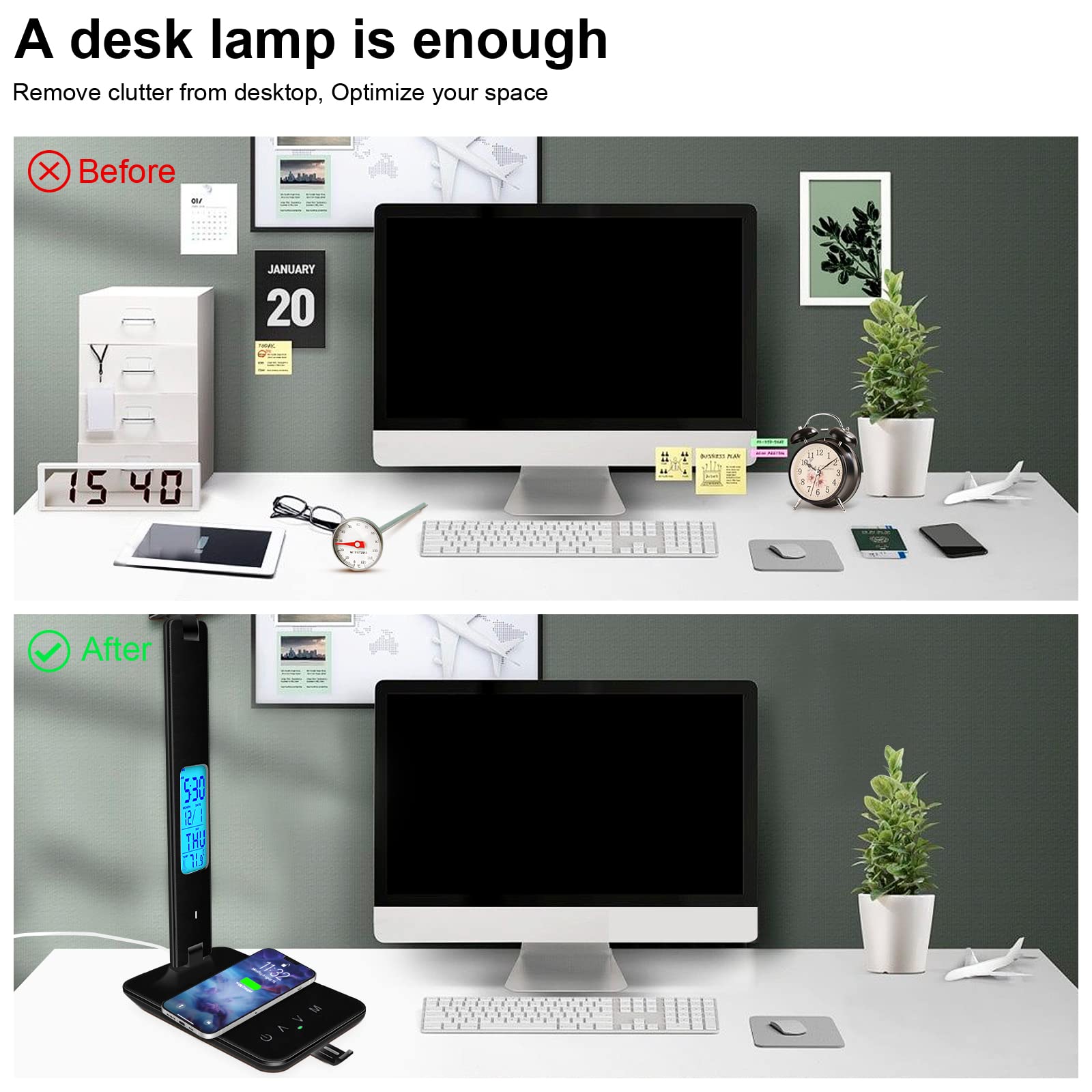 snsok desk lamp with USB port for easy charging while studying