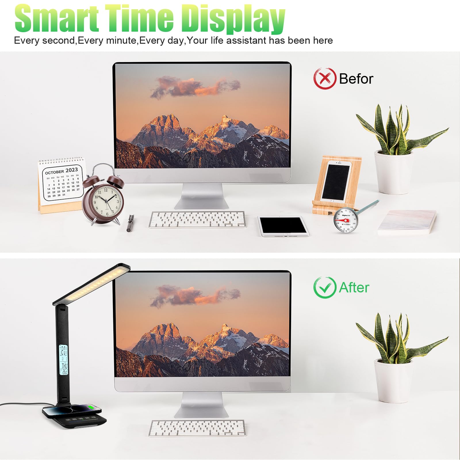 snsok desk lamp USB port enables easy charging at your workspace
