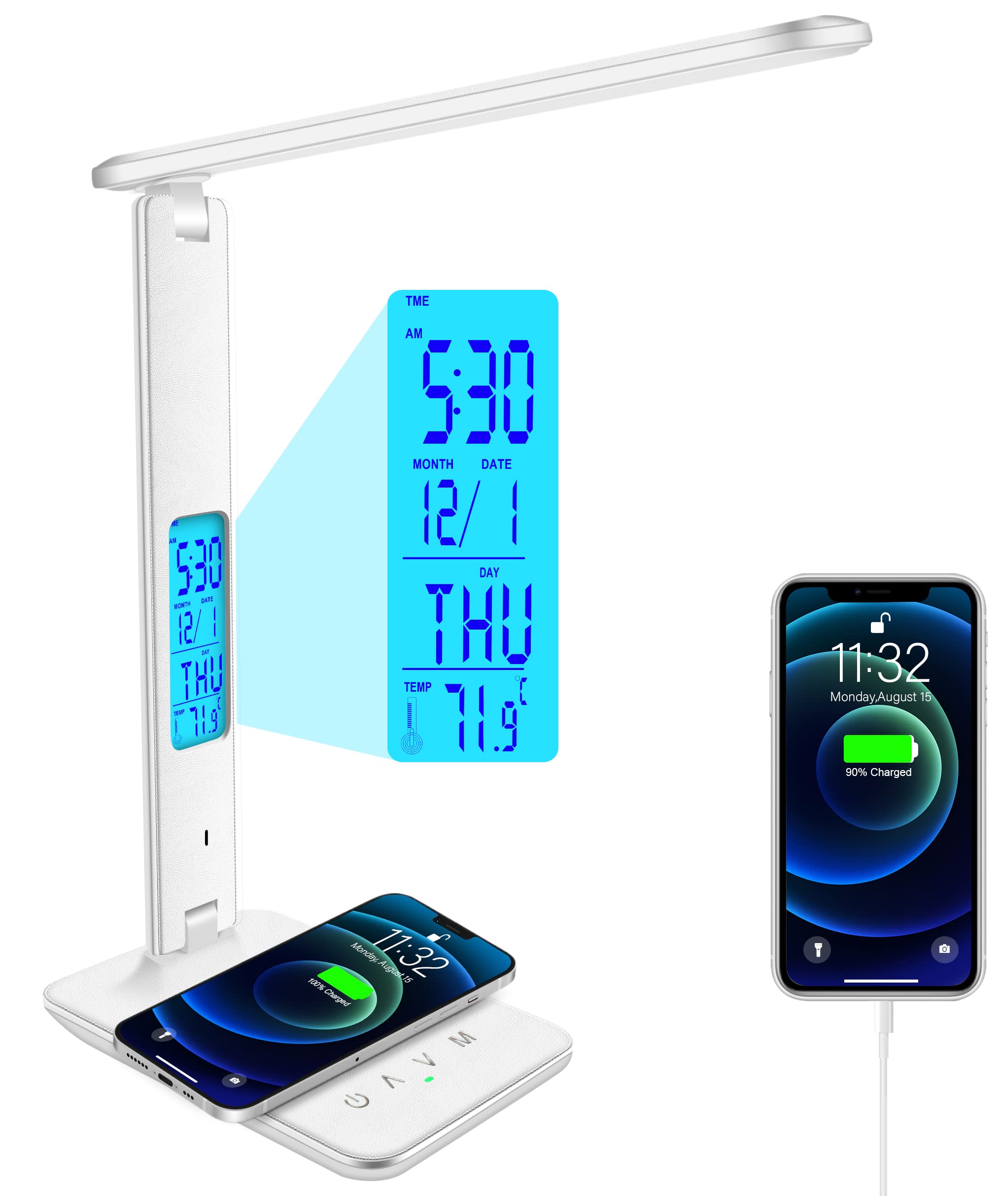 snsok desk lamp with wireless charger offering convenient power at your workstation