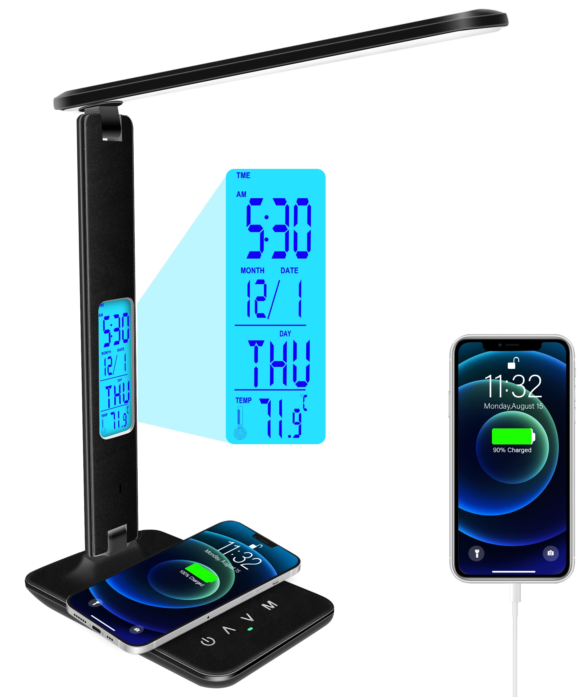 snsok desk light with wireless charger providing convenient power while you work