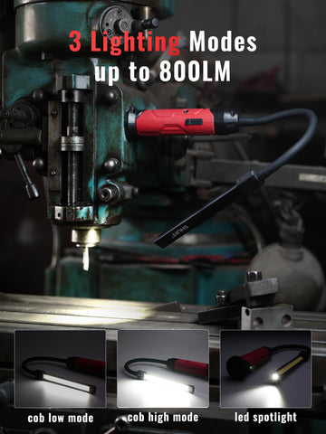 SNUFF 800LM COB/LED light provides near-field tasks and bright wide-area illumination from the dome.