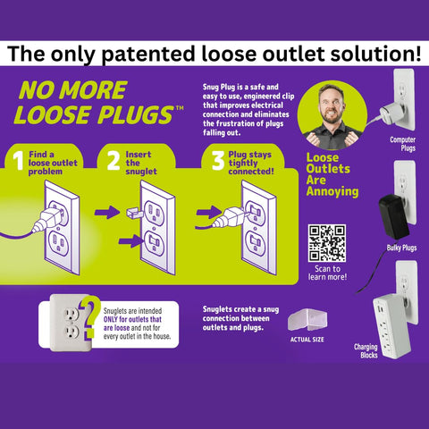 Snug Plug in-use demonstration shows a secured outlet
