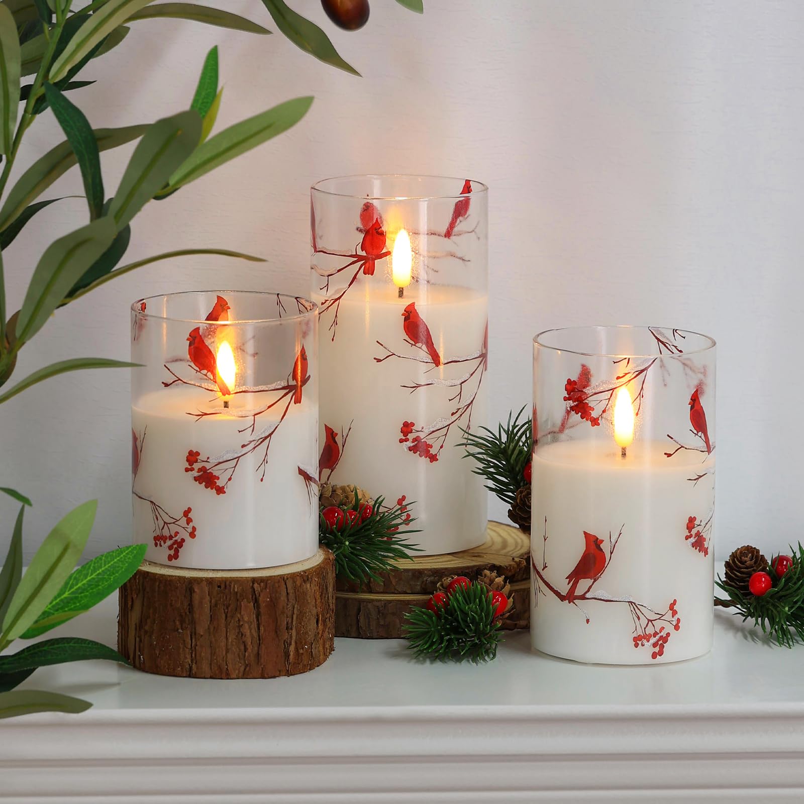 SNUGBLAKI cardinal flameless candle 4inch delivering gentle tabletop glow
