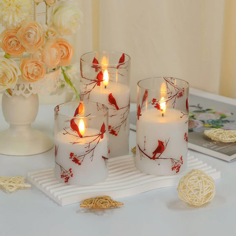 SNUGBLAKI cardinal flameless candle 6inch accentuating mantels and shelves