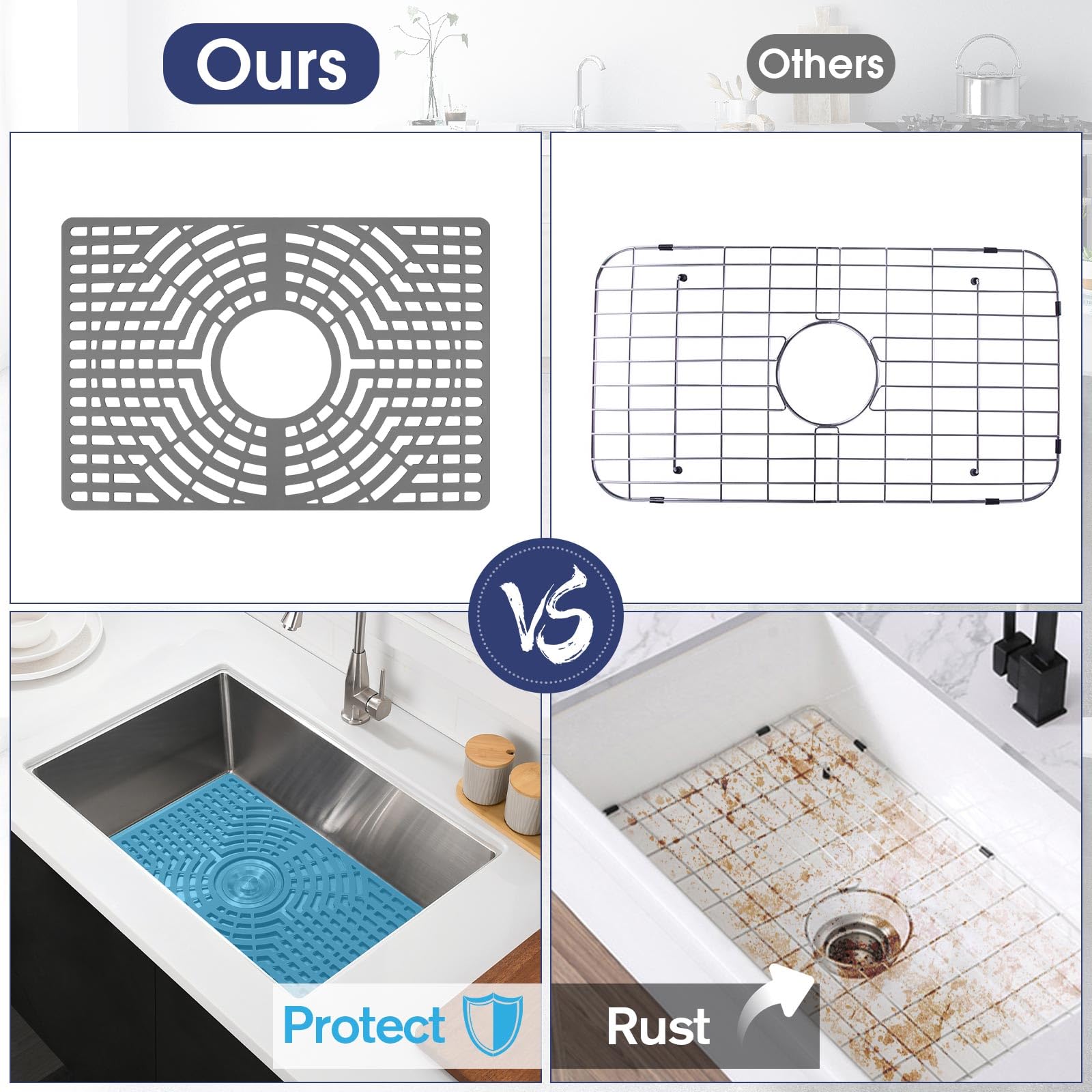 Snuggery raised-feet mat keeps dishes elevated, speeding air-drying.