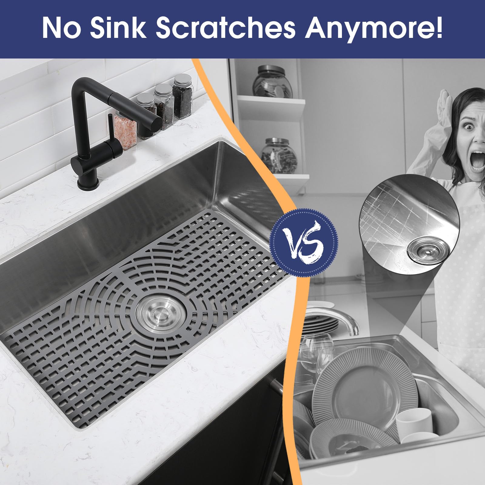 Snuggery silicone mat in dishwasher-safe setup with large grid for drainage.