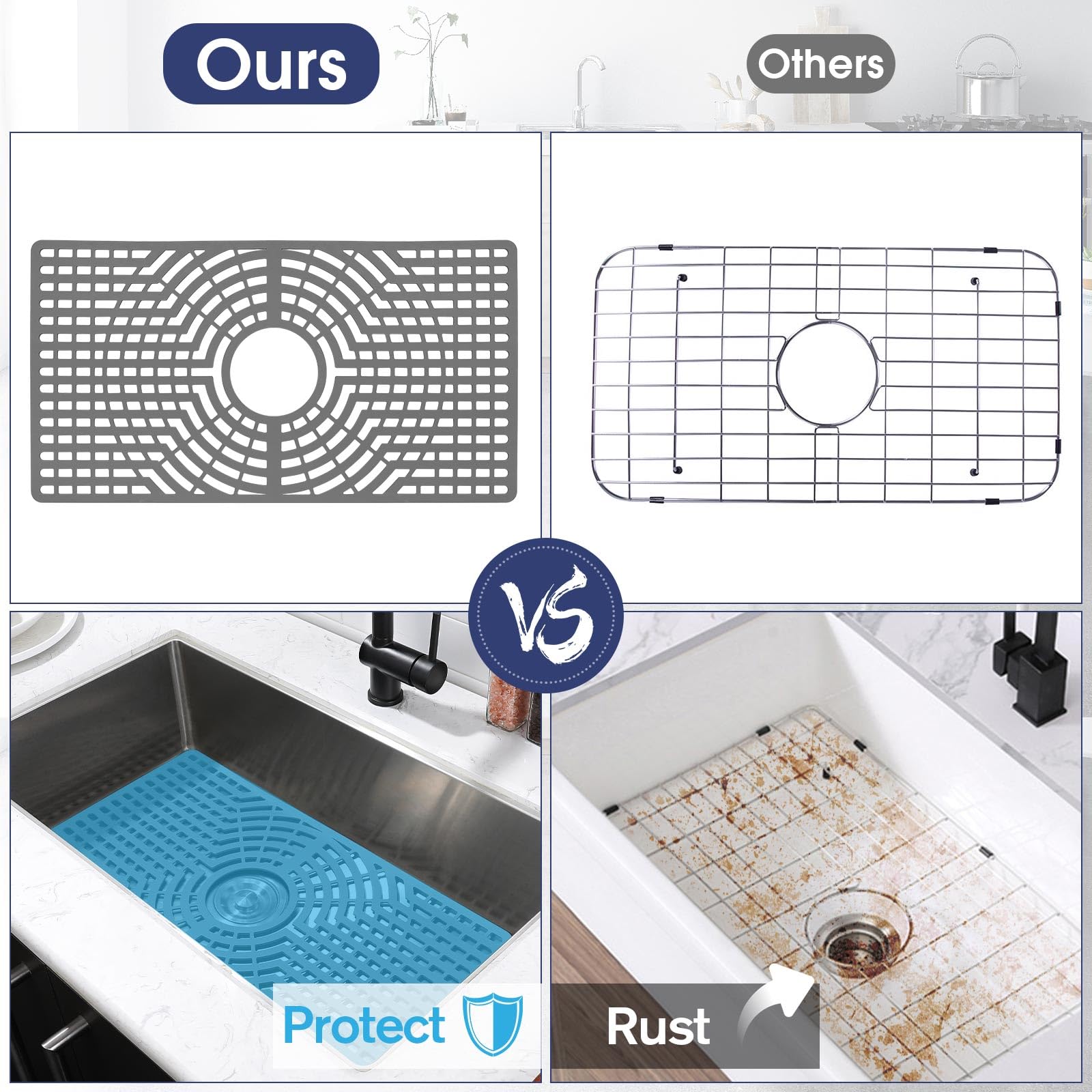 Close-up of Snuggery sink protector's heat-resistant material preventing deformation when placing pots.