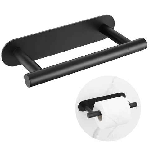 SOAEZ toilet paper holder matte black wall mount with swivel double base for secure rolls.