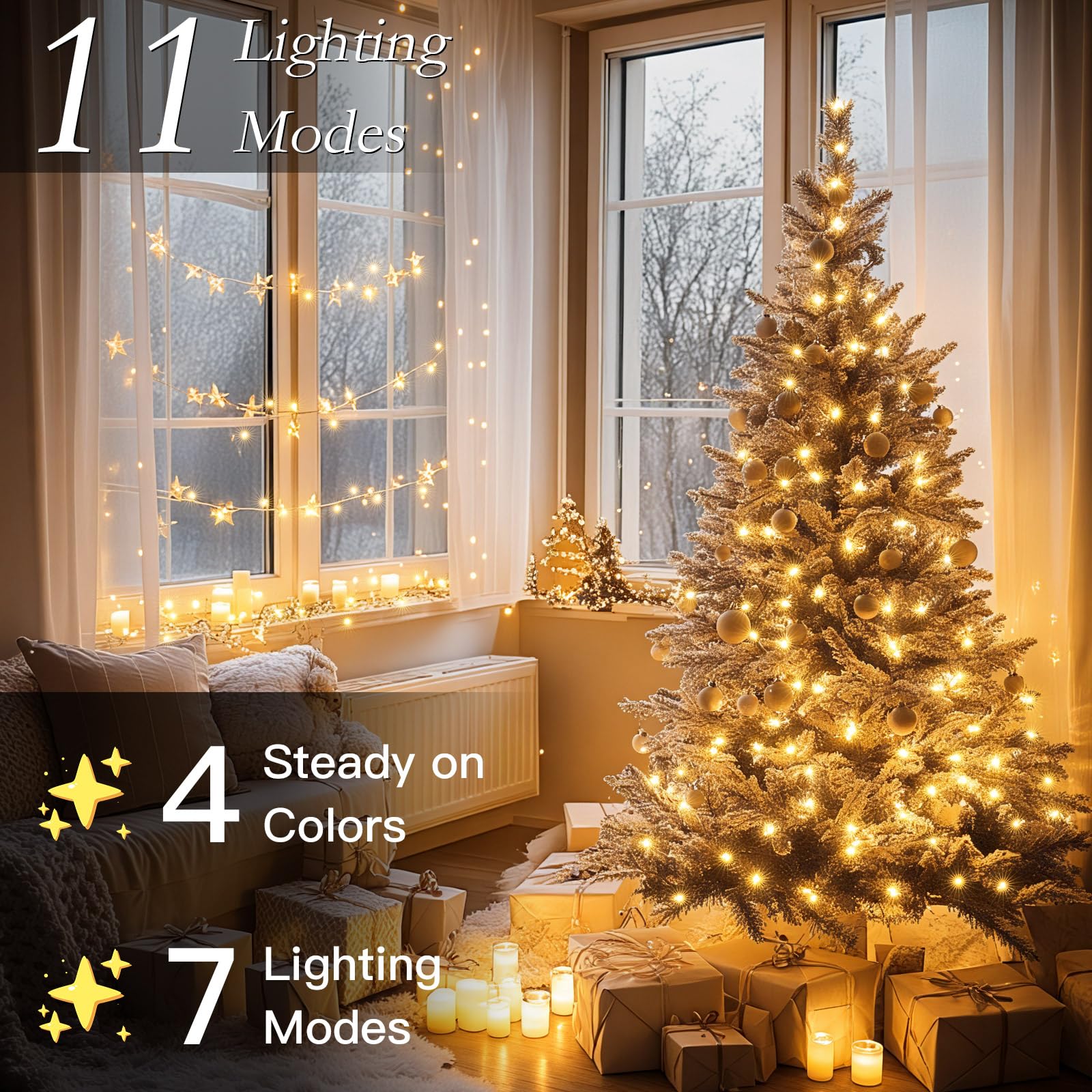 Soagrc LED string lights feature 11 modes for versatile ambiance.