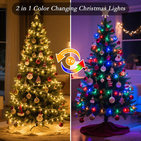 Soagrc 66ft 200 LED multicolor lights for festive indoor and outdoor scenes.
