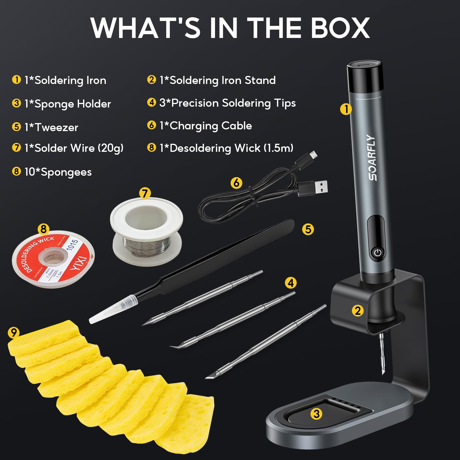 SOARFLY complete soldering kit contents ready for use