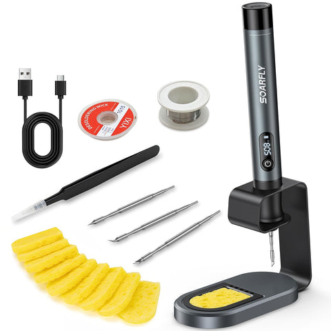 SOARFLY cordless soldering iron with LED display for precise heat control