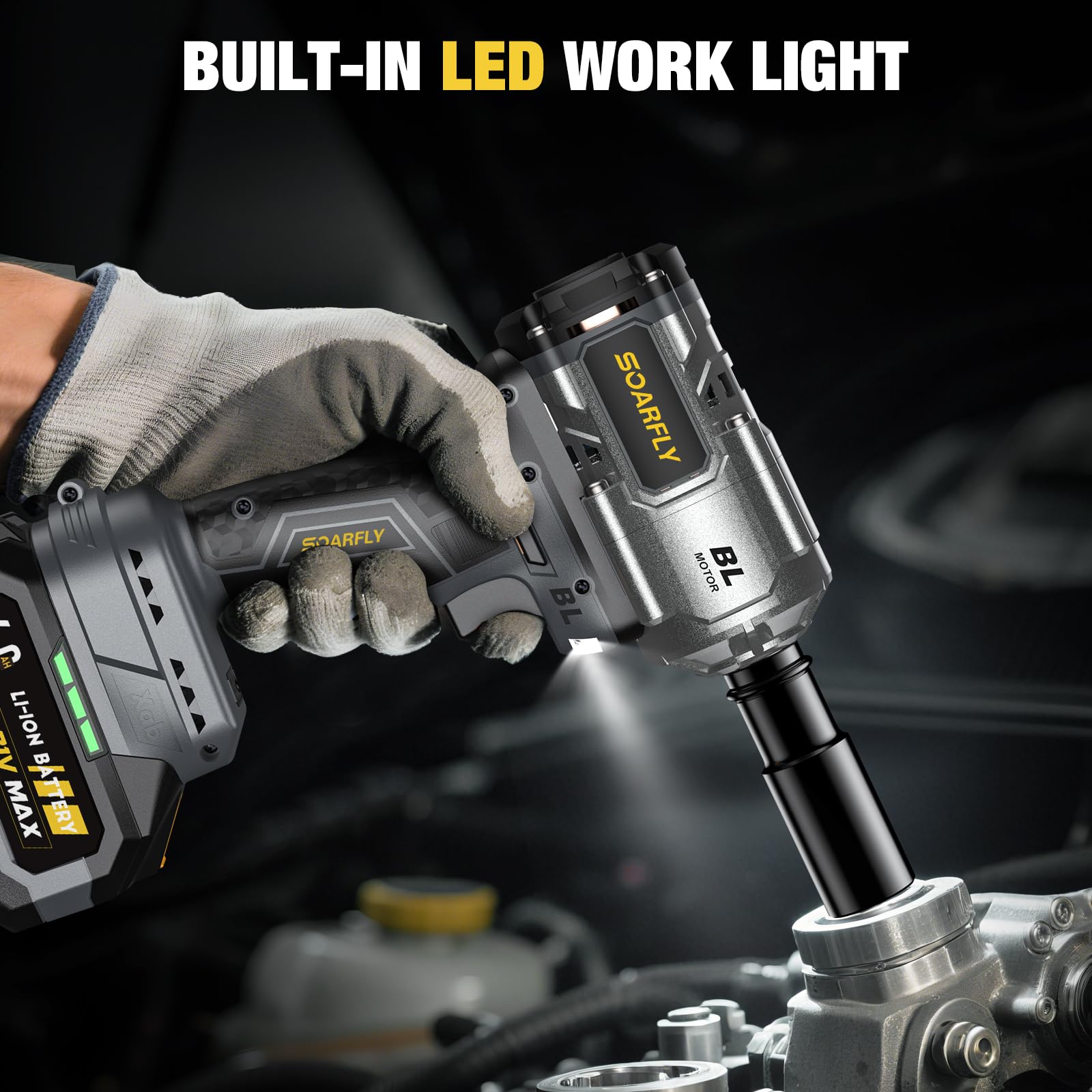 SOARFLY Forward/reverse with brake-stop demonstrates safe fastener handling.