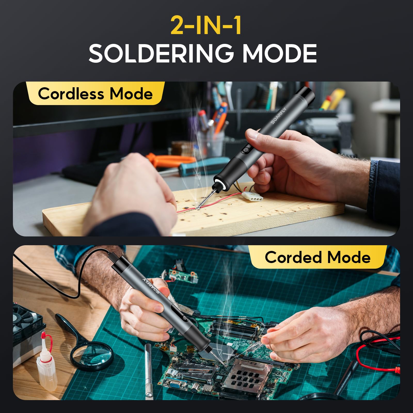 SOARFLY lightweight 107g soldering iron designed for comfortable handling