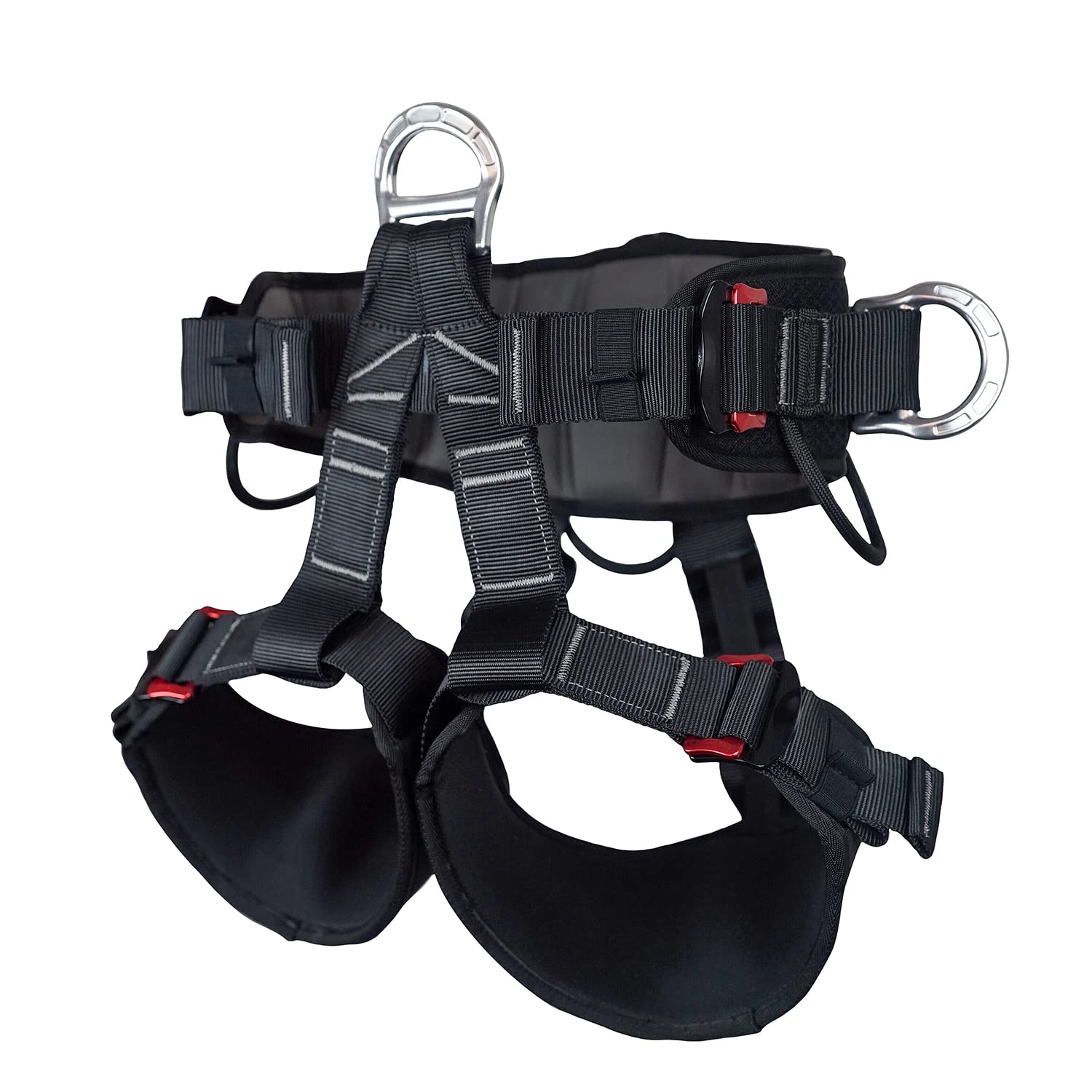 SOB Tree Climbing Harness front view with secure waist belt for tree work