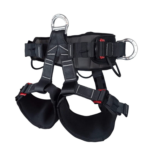 SOB Tree Climbing Harness front view with secure waist belt for tree work