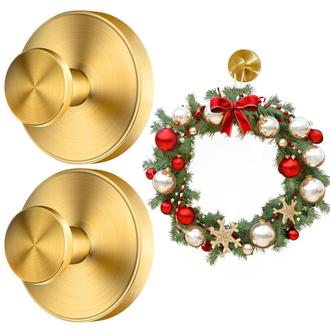 SOCORIA gold suction cup hook holds a wreath on glass securely.