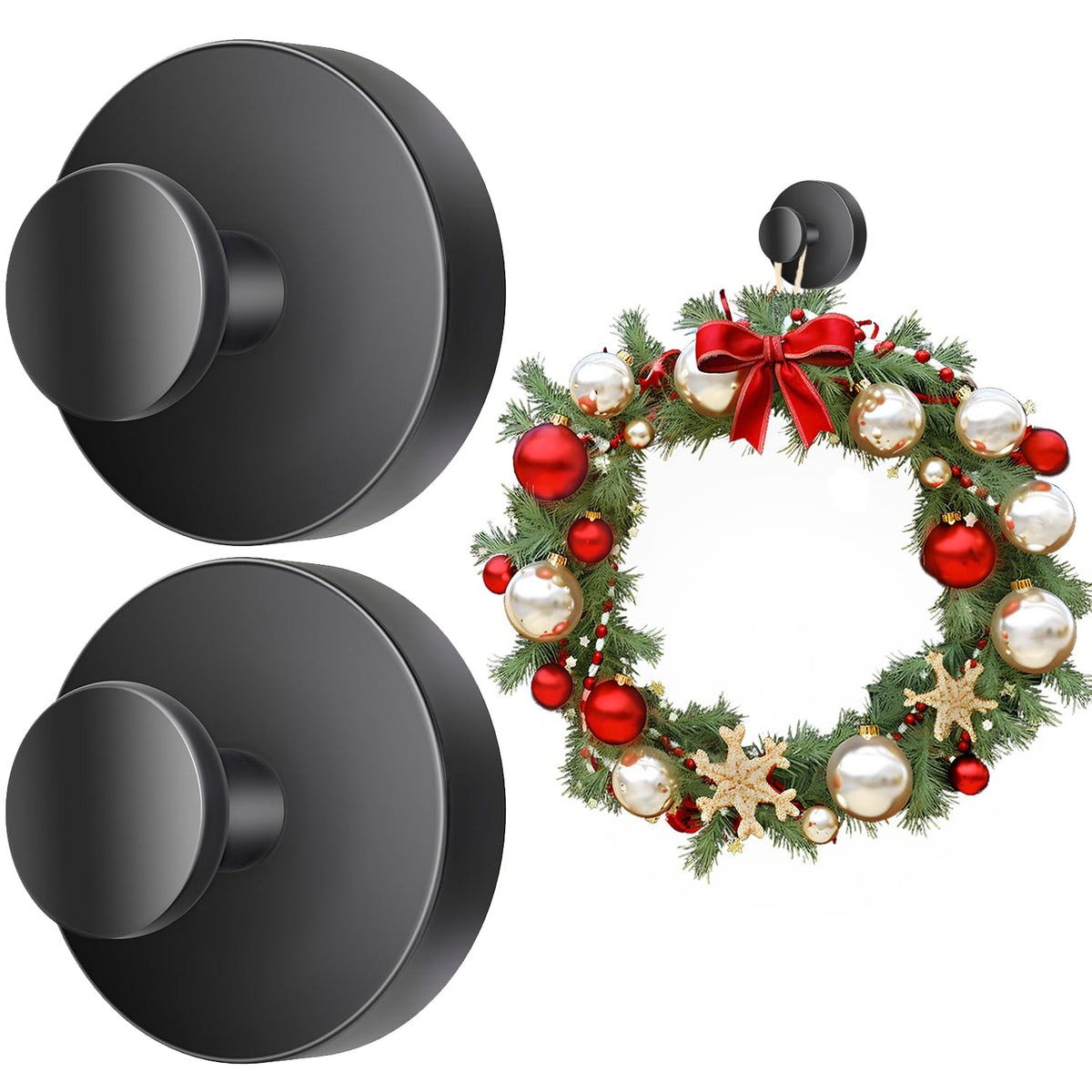 SOCORIA wreath glass hook displaying a decorative wreath on smooth glass surface