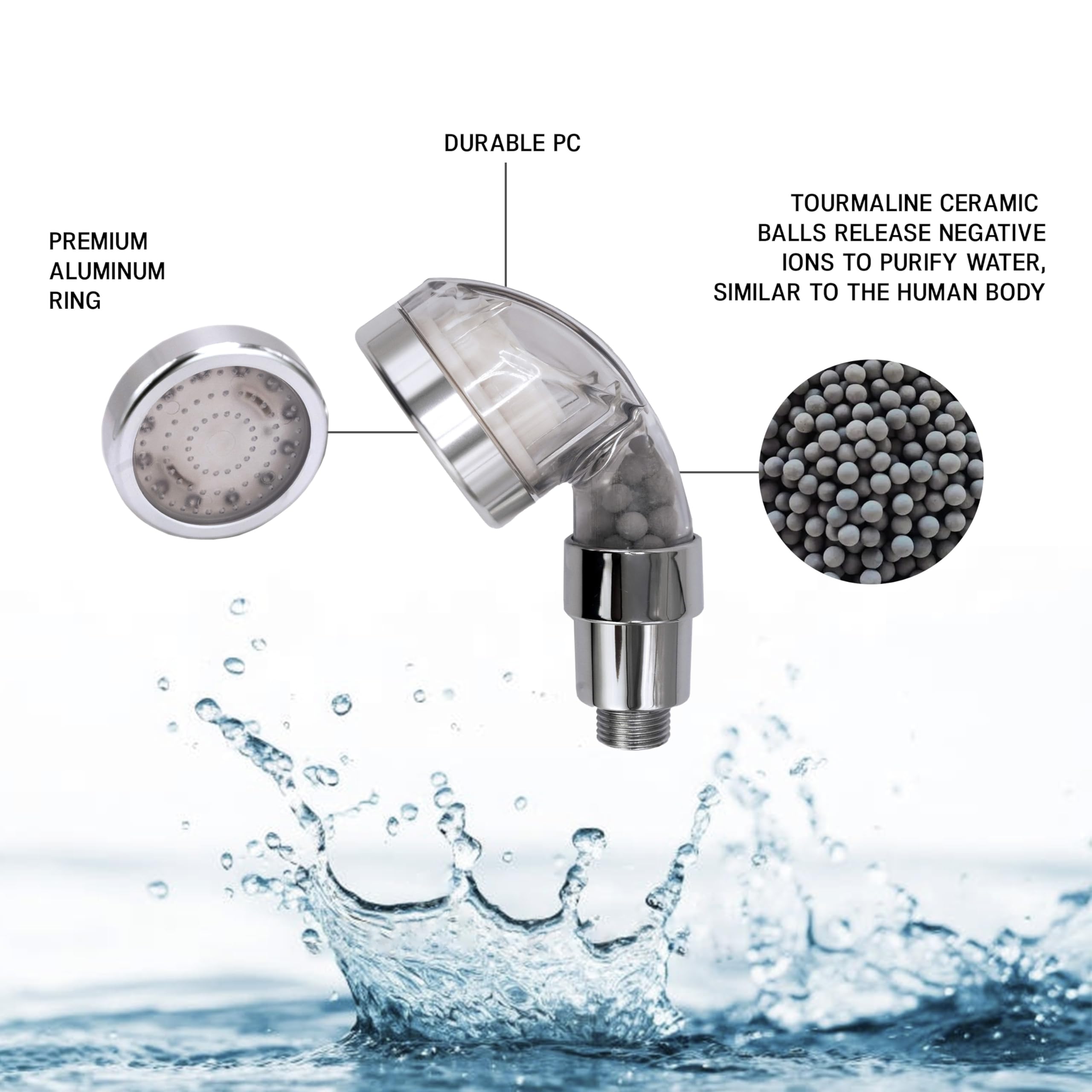 Socila sprayer head 2-5 inch diameter detail shows precise sizing.