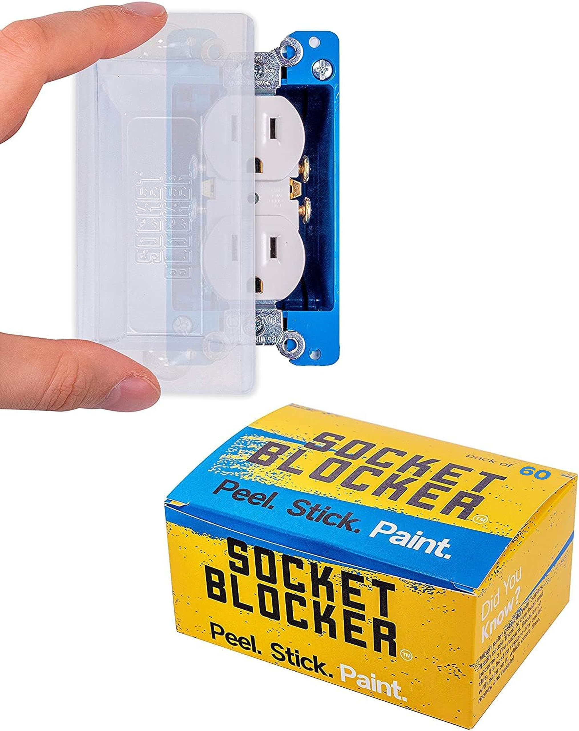 Socket Blocker outlet-cover-on-wall protects outlets from paint during drywall work