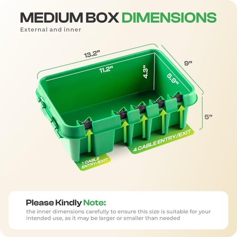 SockitBox indoor-outdoor power box safeguarding power strips and extension cables.