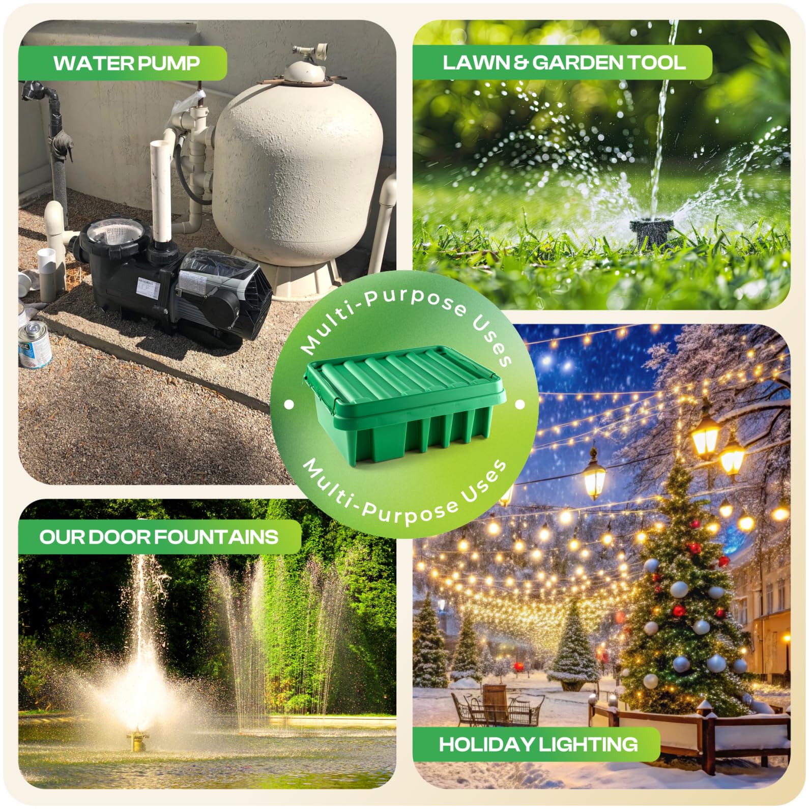 SockitBox versatile lawn and garden needs including lights and tools.