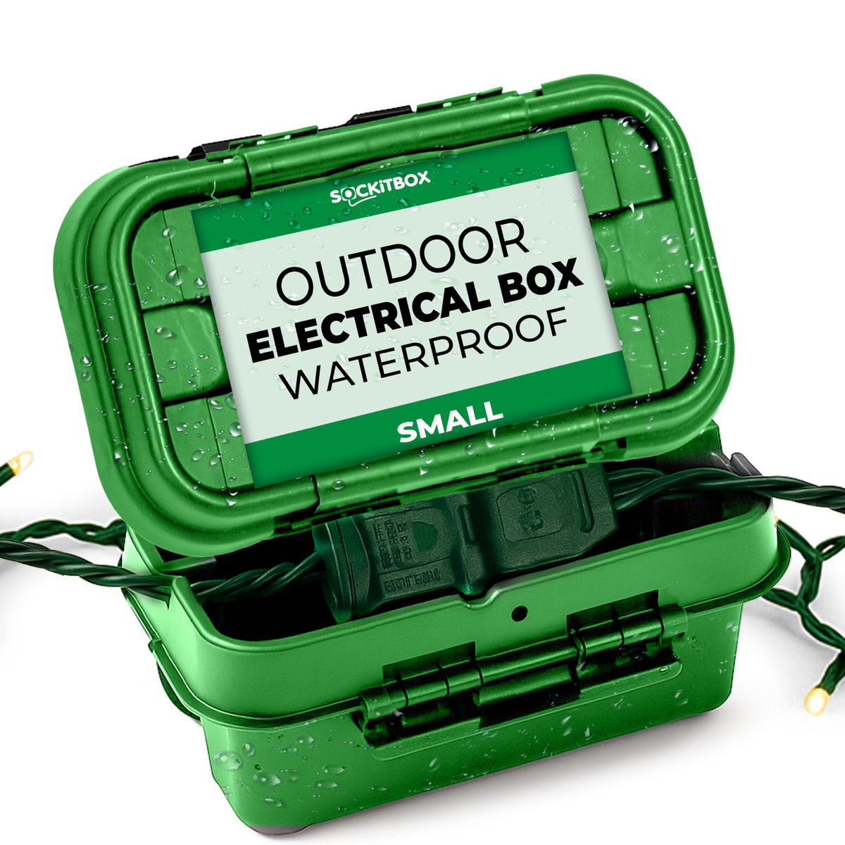 SOCKiTBOX weatherproof box in green protecting outdoor connections