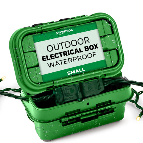 SOCKiTBOX weatherproof box in green protecting outdoor connections