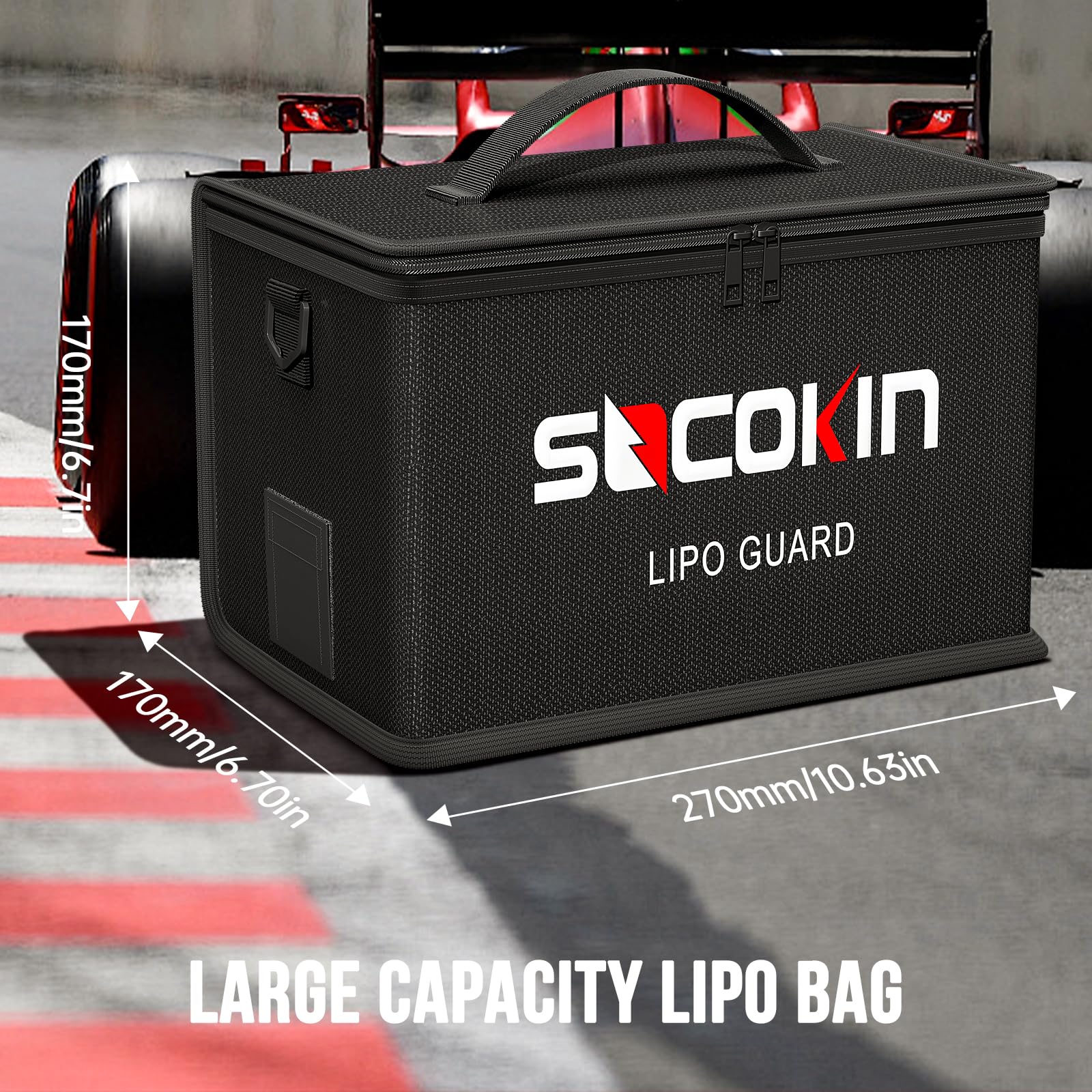 Batteries stored inside Socokin Lipo bag during charging for safety