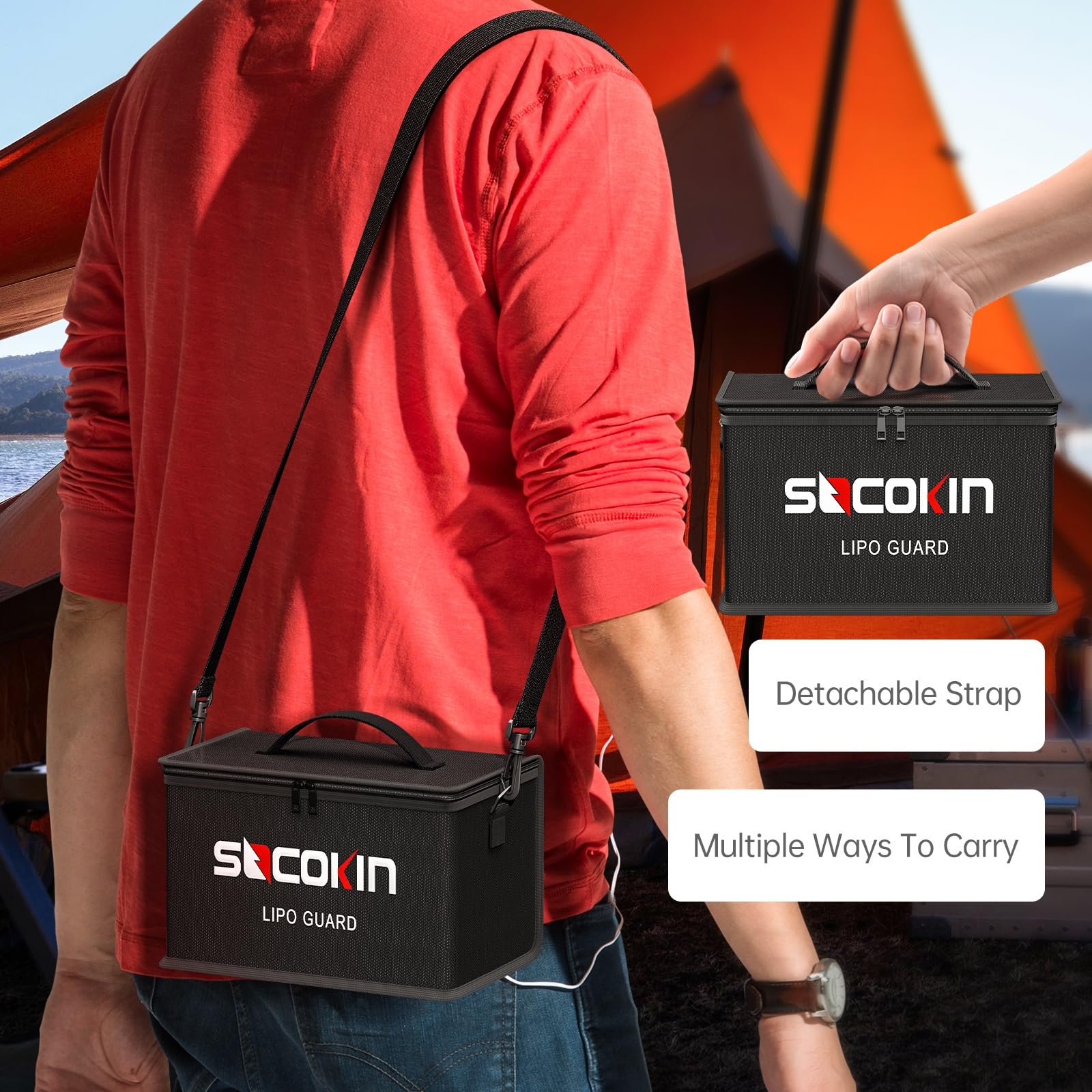 Zipper closure detail of Socokin Lipo bag for secure storage